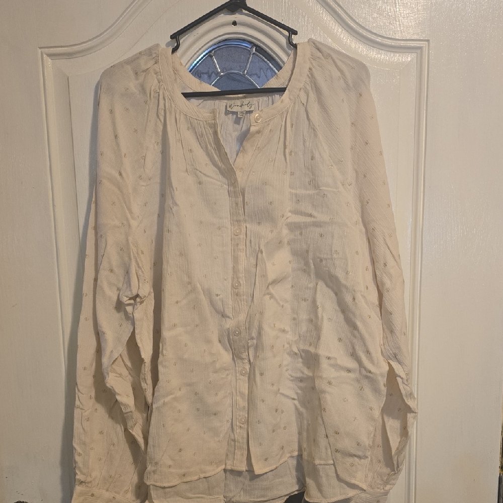 Wonderly Cream Blouse with Gold Accents